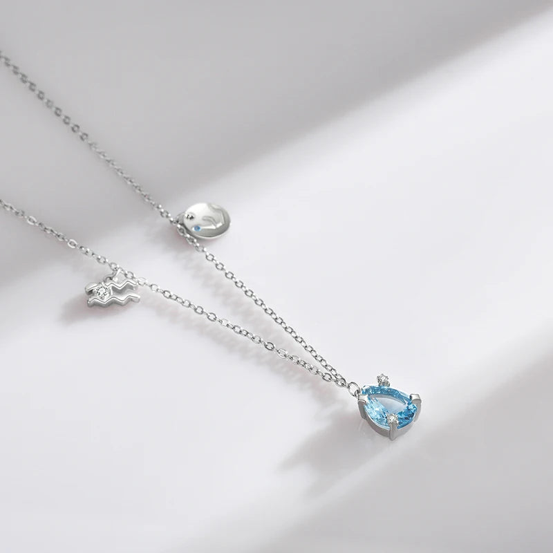 Collar con colgante Modian de plata de ley 925 con circonita arcoíris y piedra de nacimiento de Escorpio, símbolo del signo del zodiaco, para mujer, joyería fina.