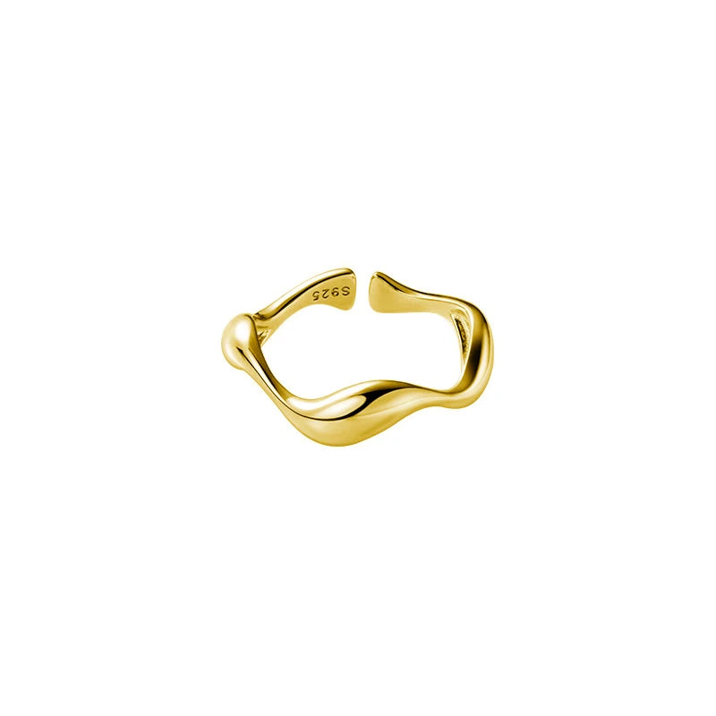 Anillo Modian de plata de ley 925 con diseño irregular de gota de agua, apilable, moderno, ajustable, tallas 6-9, para mujer.