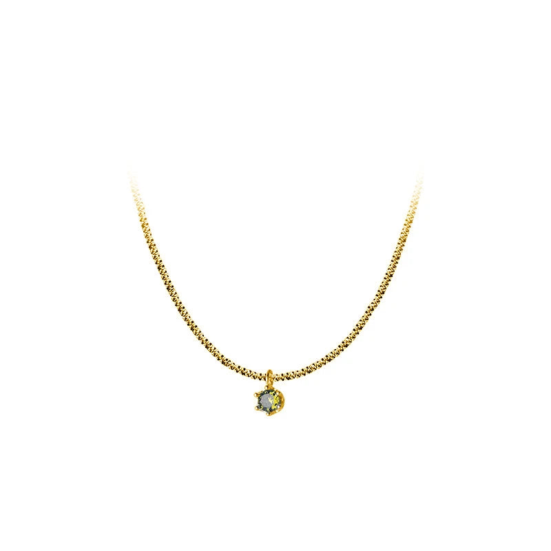 MODIAN Genuine 100% 925 Sterling Silver Sparkling Olive Green CZ Choker Necklace Pendant Chain For Women Wedding Fine Jewelry