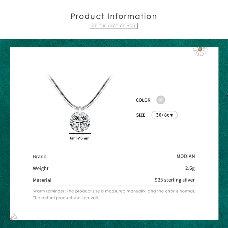 Gargantilla Modian 100% de plata de ley 925 con circonita cúbica transparente, moderna y sencilla, con cadena de eslabones para mujer, joyería fina para fiestas.