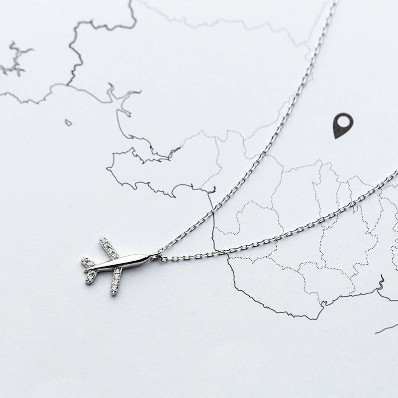 Modian New Sales Charm Tiny Hope Plane Necklace 100% 925 Sterling Silver Aircraft Pendant For Women Romantic Party Jewelry Gift