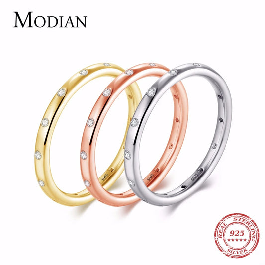 Anillo de compromiso de plata de ley 925 maciza para mujer, nuevo estilo, sencillo y a la moda, apilable, clásico, para Instagram