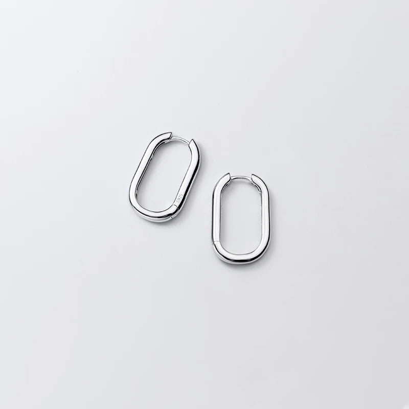 Modian Simple Letter O Shape Earring Geometric Oval 925 Sterling Silver Hoop Earring for Women Fashion Fine Jewelry Accessories
