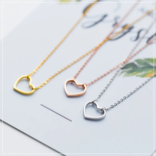 Collar con colgante de corazón romántico de Modian, de 3 colores, para mujer, 100 % plata de ley 925, joyería de aniversario