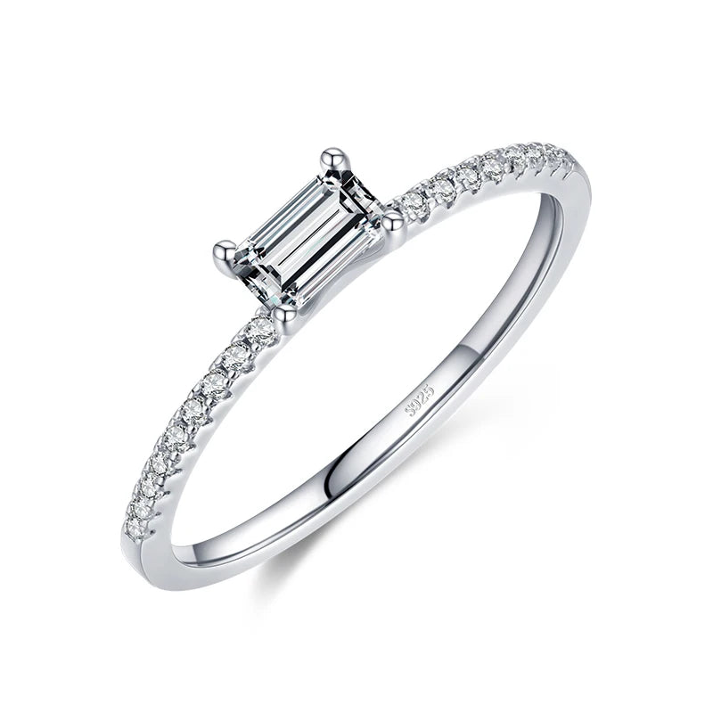 Modian 2021 Real 925 Sterling Silver Simple Square Clear CZ Charm Gold Color Finger Rings For Women Wedding Engagement Jewelry