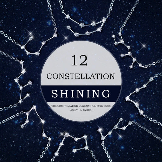 Collar con colgante de cristal Modian de plata de ley 925 auténtica con doce constelaciones de Aries, Géminis y Capricornio para mujer.