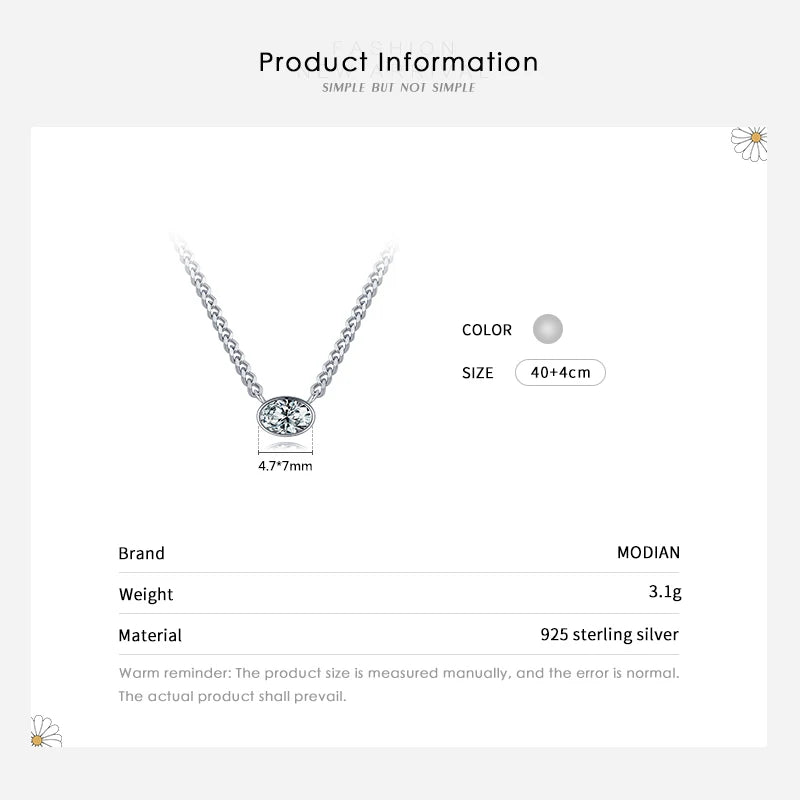 MODIAN 100% 925 Sterling Silver Simple Fashion Cuba Necklace Pendant for Women Luxury Clear CZ Female Wedding Fine Jewelry Gifts