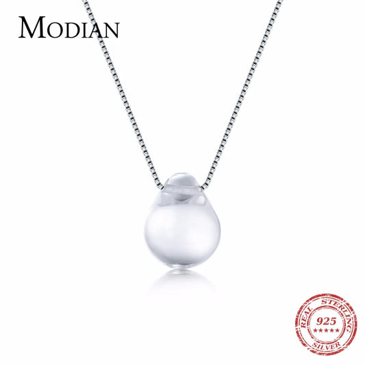 Nuevo colgante Modian de plata de ley 925 auténtica con cristales transparentes y gotas de agua luminosas, collar de moda para niñas, joyería de plata