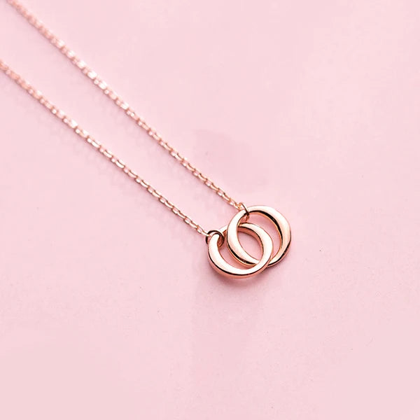 Modian New Irregular Geometric Round Interlock Sterling Silver 925 Pendant Necklace for Women Link Chain Fine Jewely Girl Gift