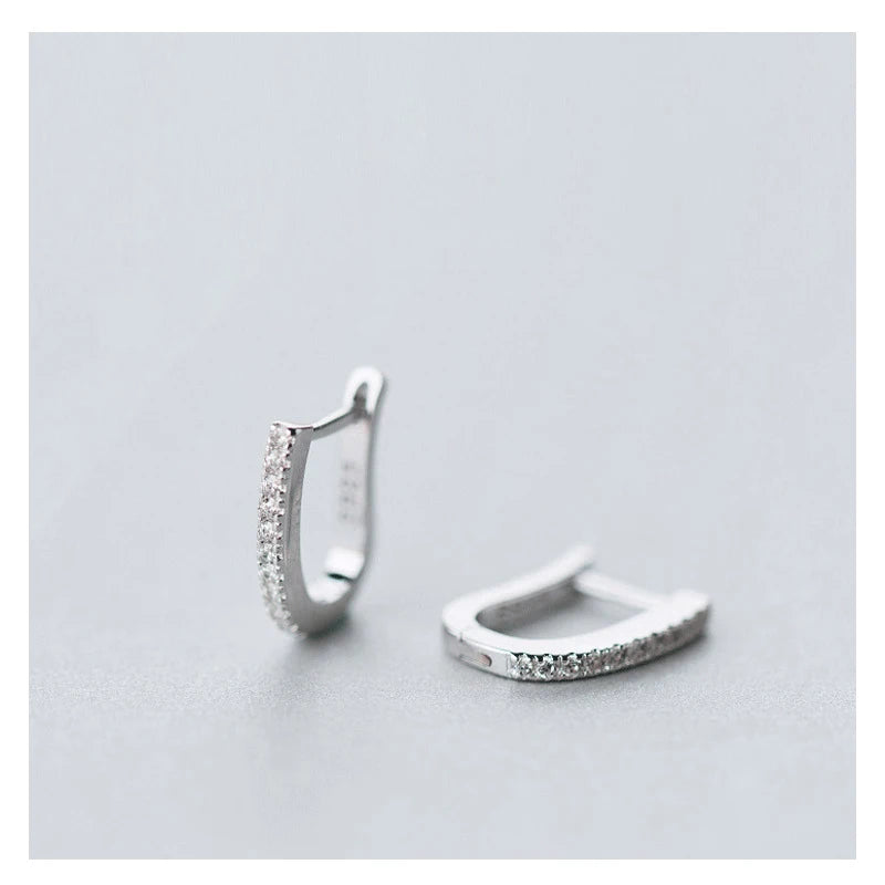 Modian 100% 925 Sterling Silver U Style Shape Hoop Earrings for Women Fashion Clear Cubic Zirconia Sterling Silver Fine Jewelry