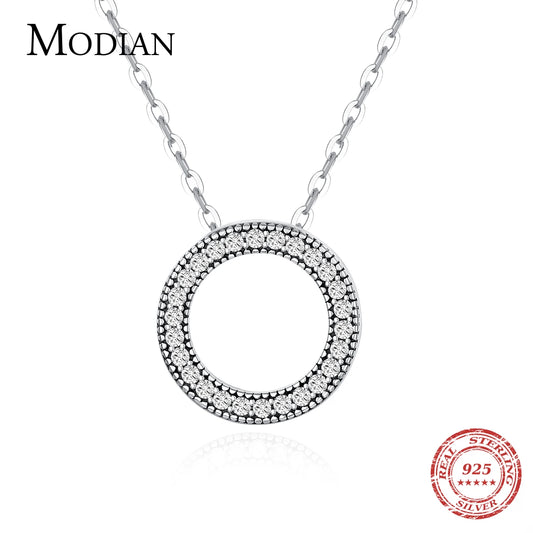 Collar romántico de plata de ley 925 auténtica de Modian con corazones redondos para mujer, joyería de boda, regalo fantástico.