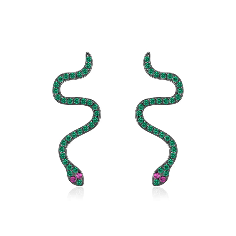 Pendientes MODIAN de serpiente negra de moda para invierno, de plata de ley 925 auténtica, de lujo, estilo punk, para mujer, joyería fina para fiestas.