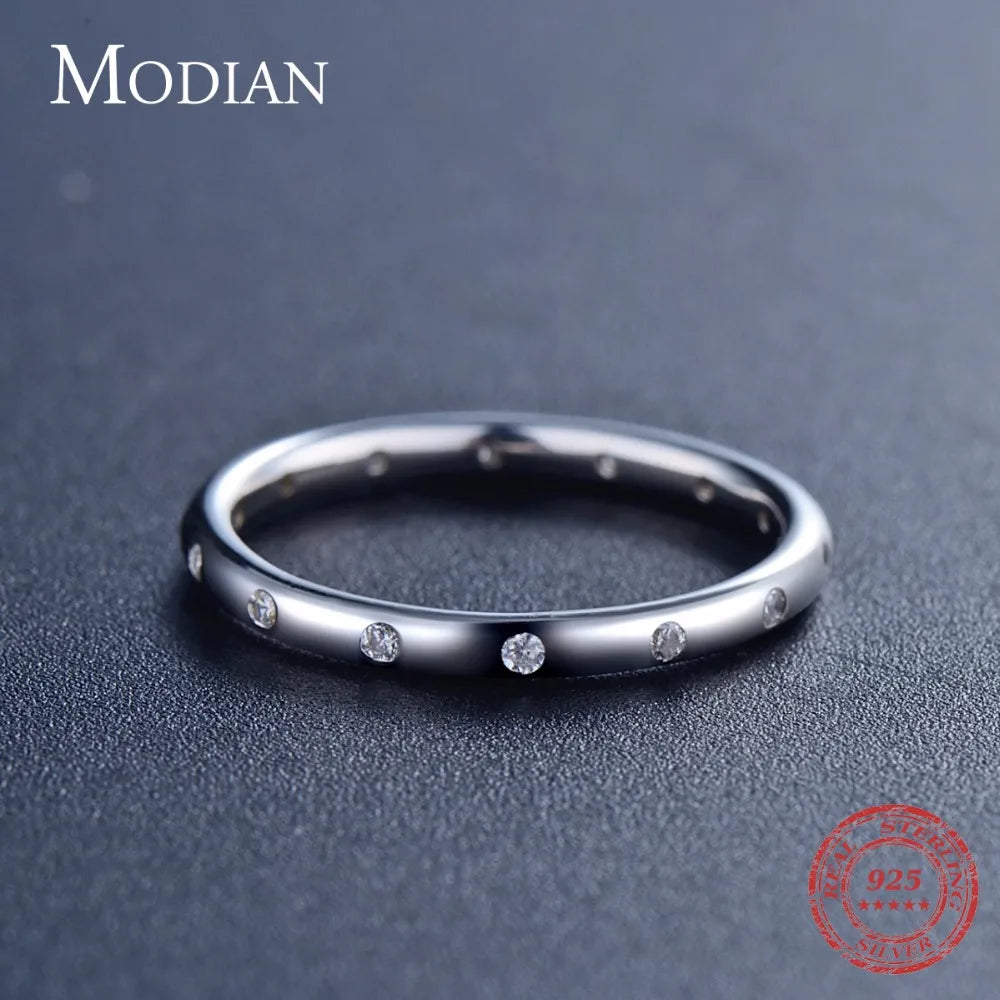 Anillo de compromiso de plata de ley 925 maciza para mujer, nuevo estilo, sencillo y a la moda, apilable, clásico, para Instagram