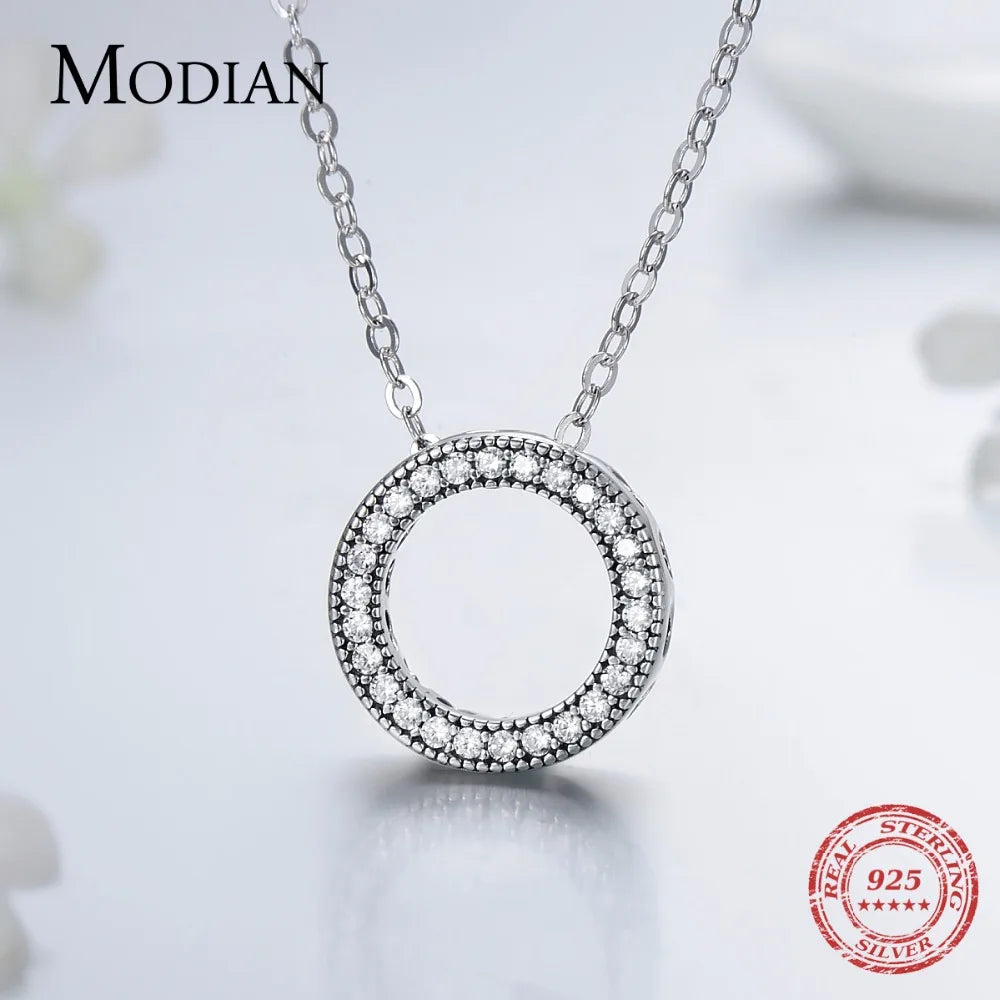 Collar romántico de plata de ley 925 auténtica de Modian con corazones redondos para mujer, joyería de boda, regalo fantástico.