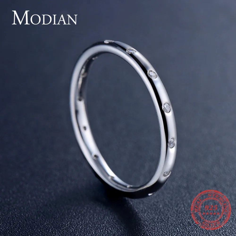 Anillo de compromiso de plata de ley 925 maciza para mujer, nuevo estilo, sencillo y a la moda, apilable, clásico, para Instagram