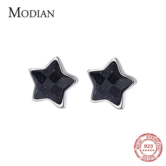 Pendientes MODIAN de plata de ley 925 con diseño de galaxia y estrellas brillantes, luminosos, para mujer, joyería de plata de moda.