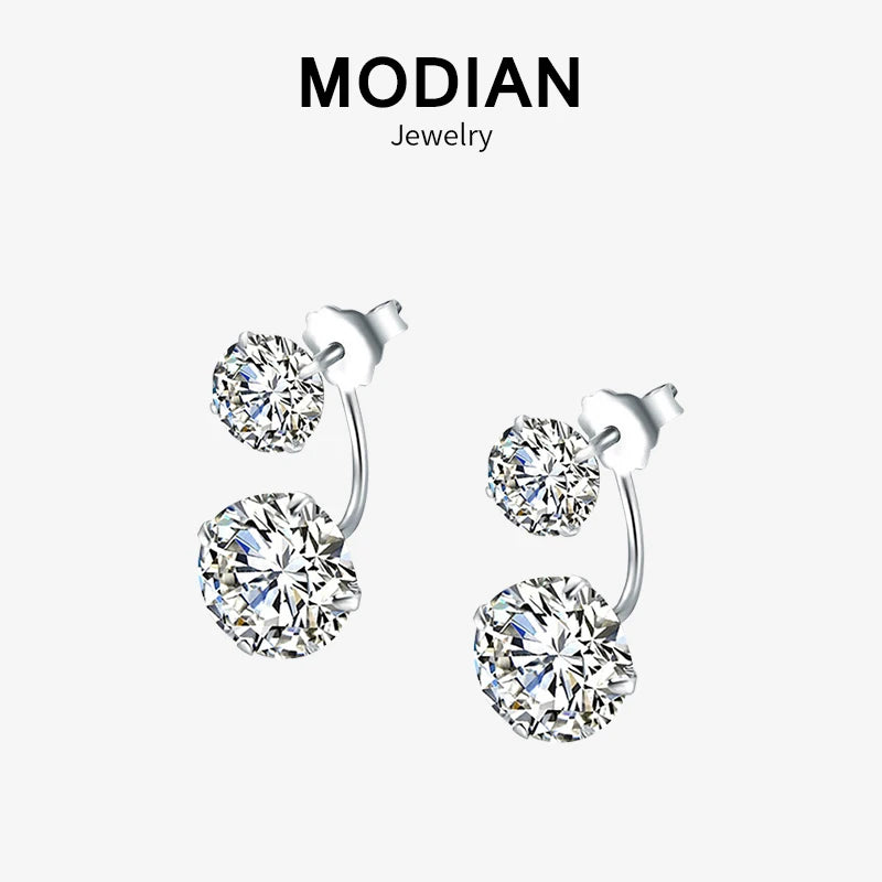 Pendientes MODIAN de plata de ley 925 con circonita cúbica transparente para mujer, joyería de moda con cristales llamativos para bodas.