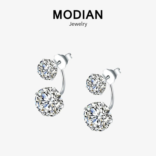 Pendientes MODIAN de plata de ley 925 con circonita cúbica transparente para mujer, joyería de moda con cristales llamativos para bodas.