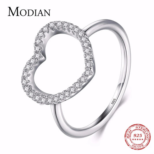 Nuevo diseño de moda, anillo clásico de amor en forma de corazón de plata esterlina sólida 925, anillos de dedo de circonita 5A para mujeres, joyería de compromiso