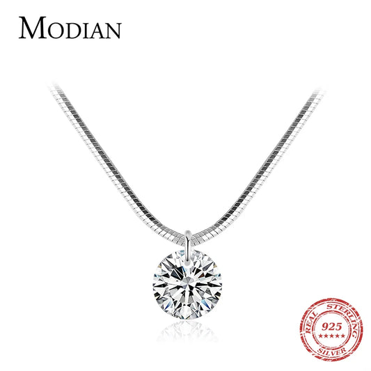 Gargantilla Modian 100% de plata de ley 925 con circonita cúbica transparente, moderna y sencilla, con cadena de eslabones para mujer, joyería fina para fiestas.
