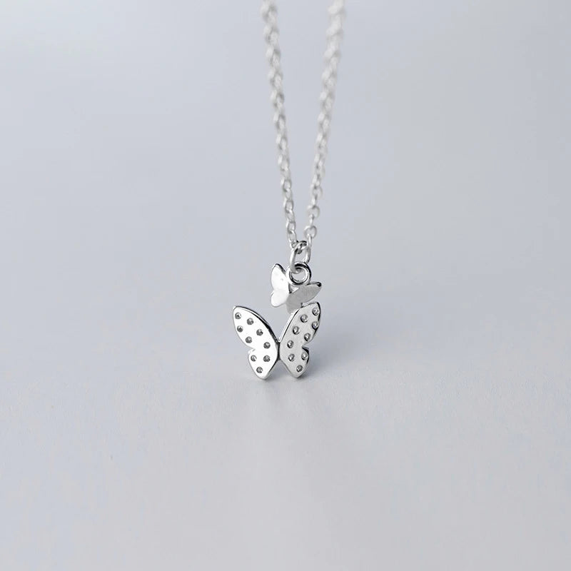 MODIAN 925 Sterling Silver Insect Adjustable Necklace for Women Radiant Clear CZ Cute Butterfly Pendant Necklace Fine Jewelry