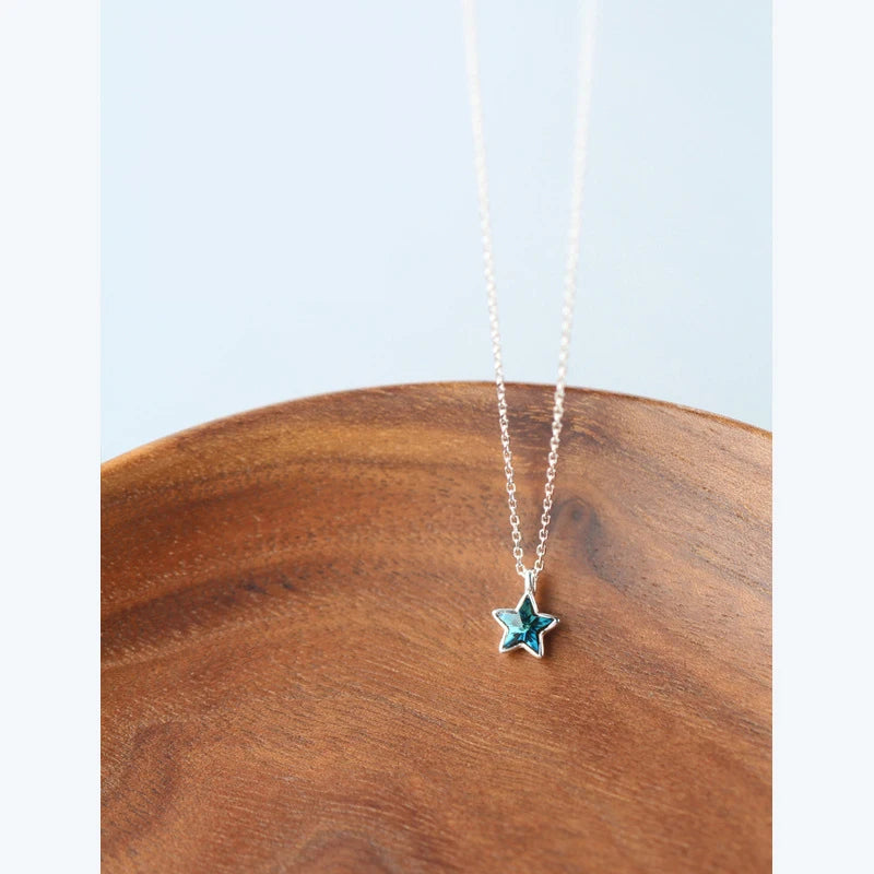 Collar Modian de plata de ley 925 con mini estrellas azules, colgante retro, ajustable, joyería fina original