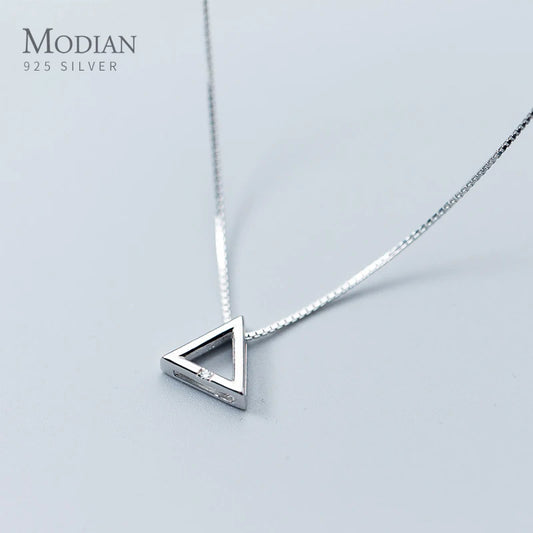 Collar con colgante mini de triángulo geométrico de diseño simple de Modian para mujer en plata de ley 925, joyería fina de estilo japonés.