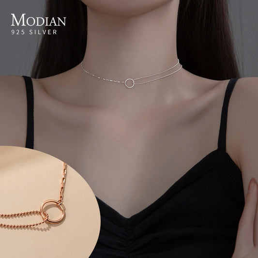 Gargantilla corta geométrica MODIAN, collar de plata de ley 925, estilo europeo, para mujer, joyería fina para fiestas