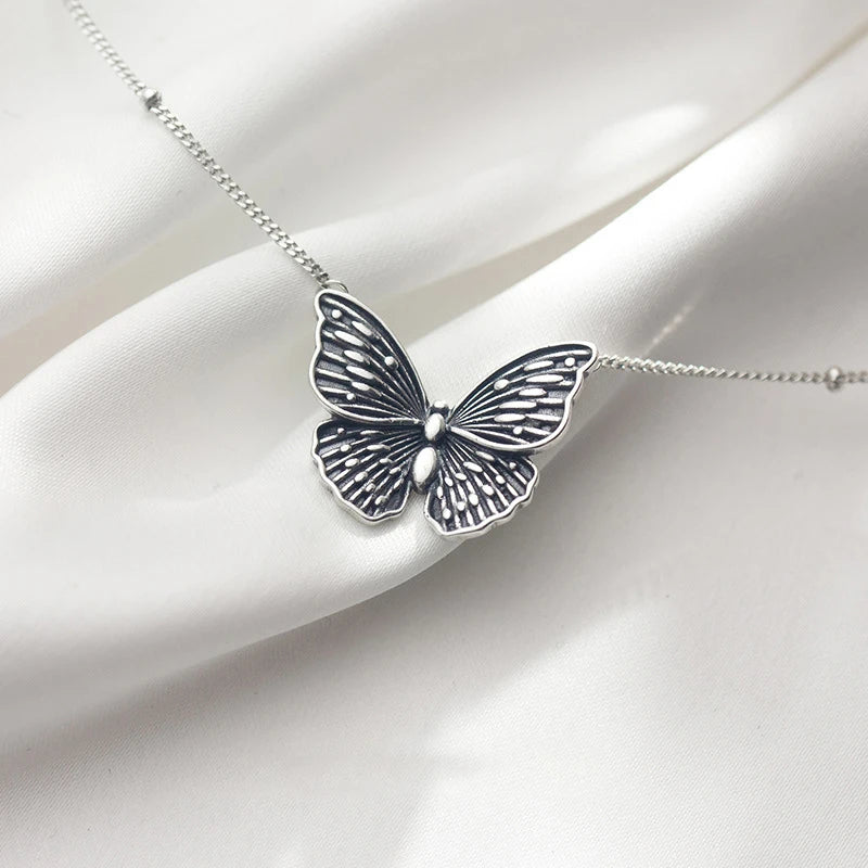 Modian 100% Real 925 Sterling Silver Retro Flying Butterfly Pendant Necklace for Women 2 Style Pendant Fine Jewelry Design