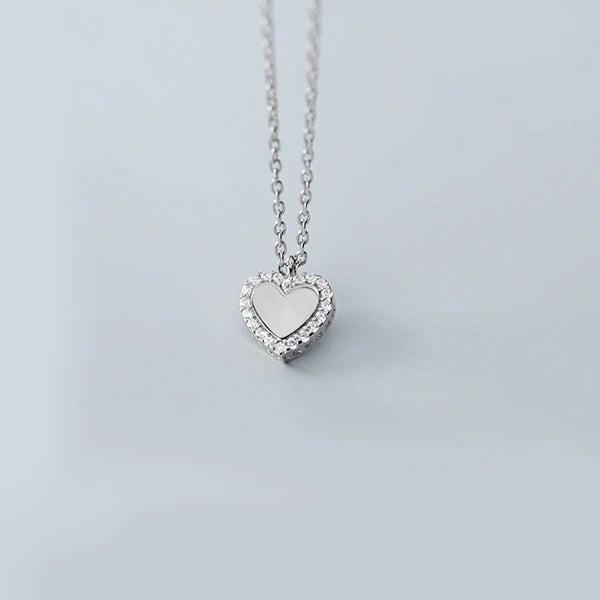 Modian Shiny Zircon Romantic Hearts Pendant Necklace for Women 925 Sterling Silver Link Chain Necklace Engagement Fine Jewelry