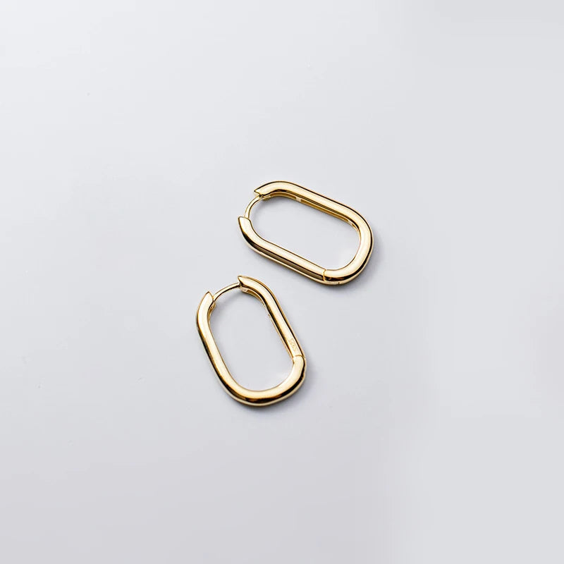 Modian Simple Letter O Shape Earring Geometric Oval 925 Sterling Silver Hoop Earring for Women Fashion Fine Jewelry Accessories