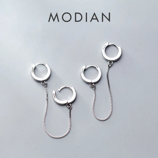 Modian Fashion Charm Tassel Design Hoop Earrings Brand Classic 925 Sterling Silver Jewelry For Women S925 Earring Gift Bijoux