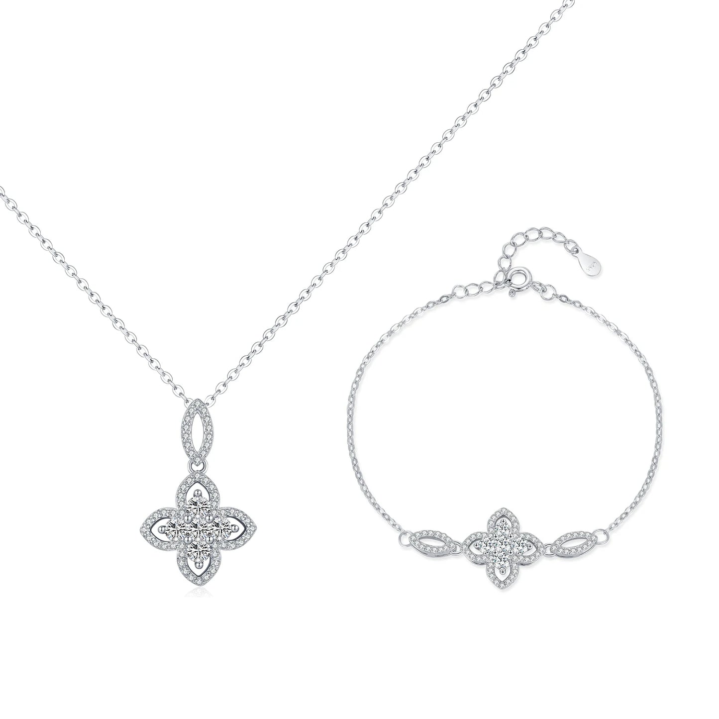MODIAN 925 Sterling Silver Luxury Flowers Pendant Necklace Classic Daily Wear Jewelry Sets For Women Fine Bracelet