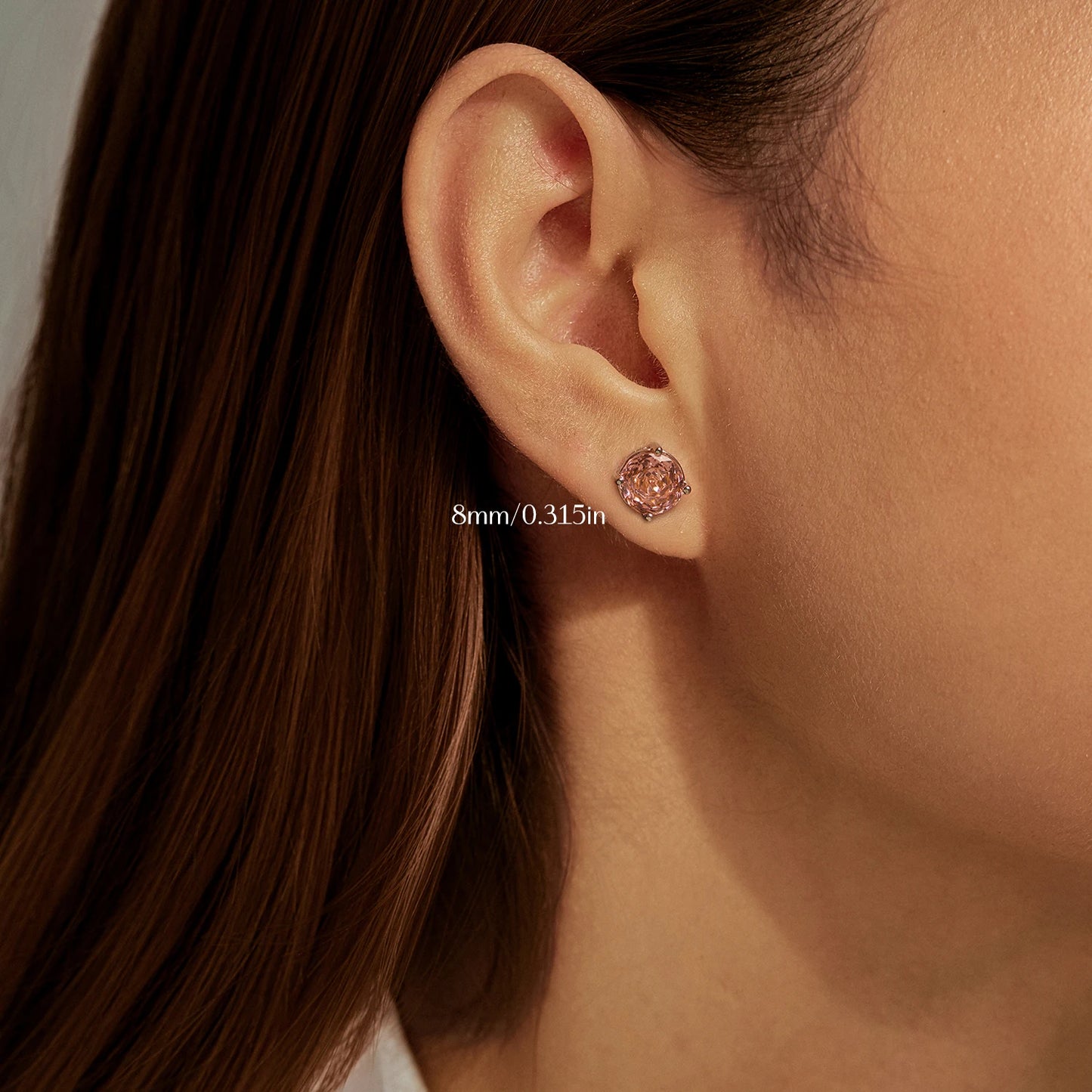 MODIAN 925 Sterling Silver Romantic Morgan Orange Rose Cut Round Simple Stud Earrings For Women Hypoallergenic Fine Jewelry