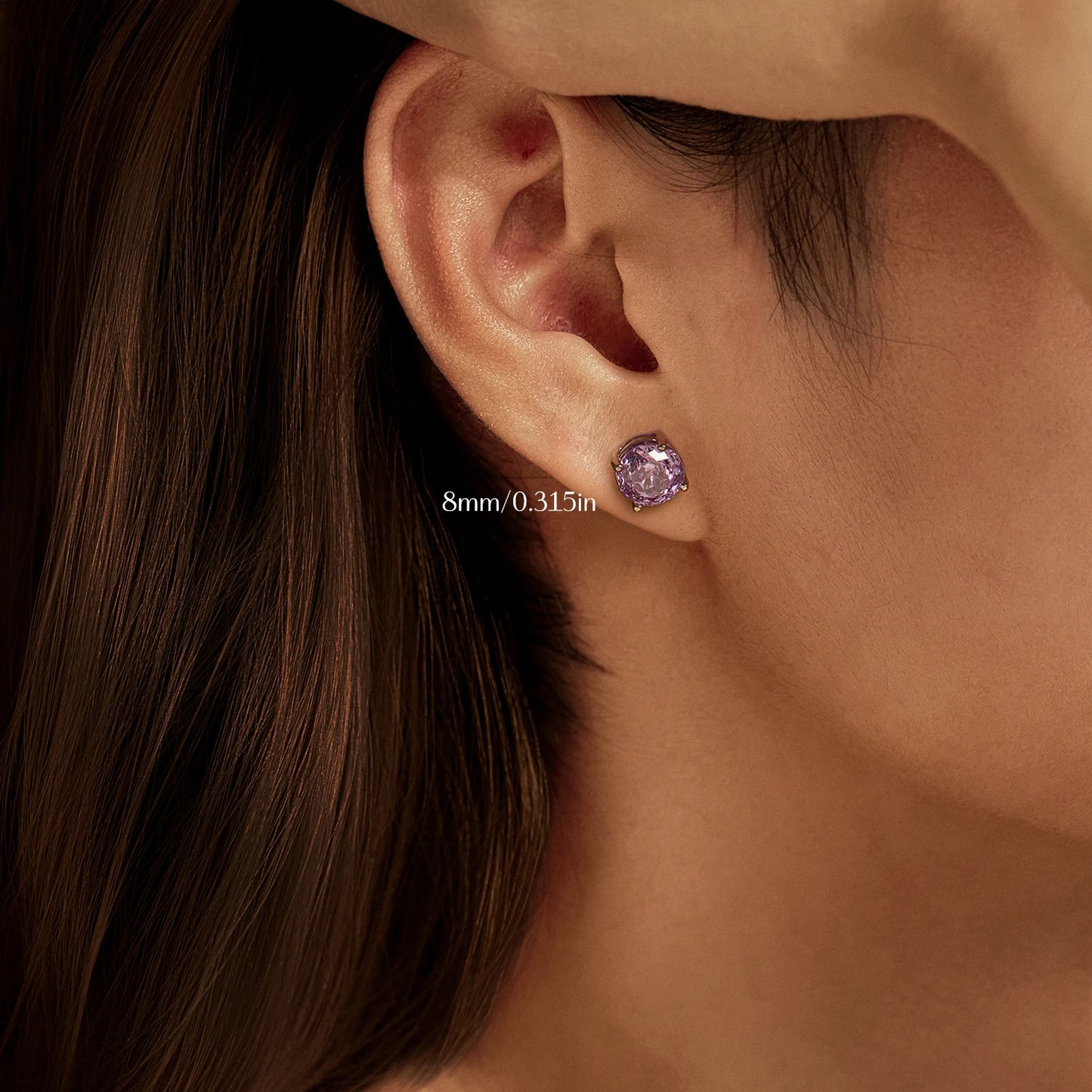 MODIAN 925 Sterling Silver Luxury Sparkling Violet Rose Cut Round CZ Stud Earrings For Women Party Fine Jewelry Gifts