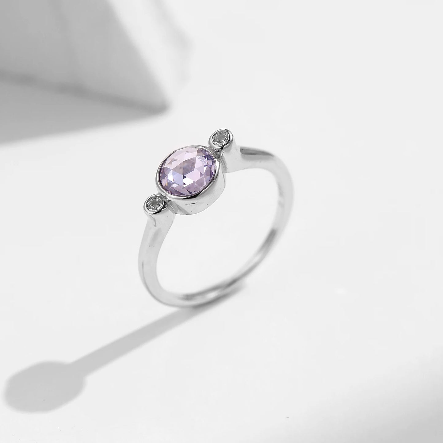 Anillo MODIAN de plata de ley 925 con diseño líquido asimétrico y corte rosa púrpura redondo, joyería fina para mujer, regalo de San Valentín.
