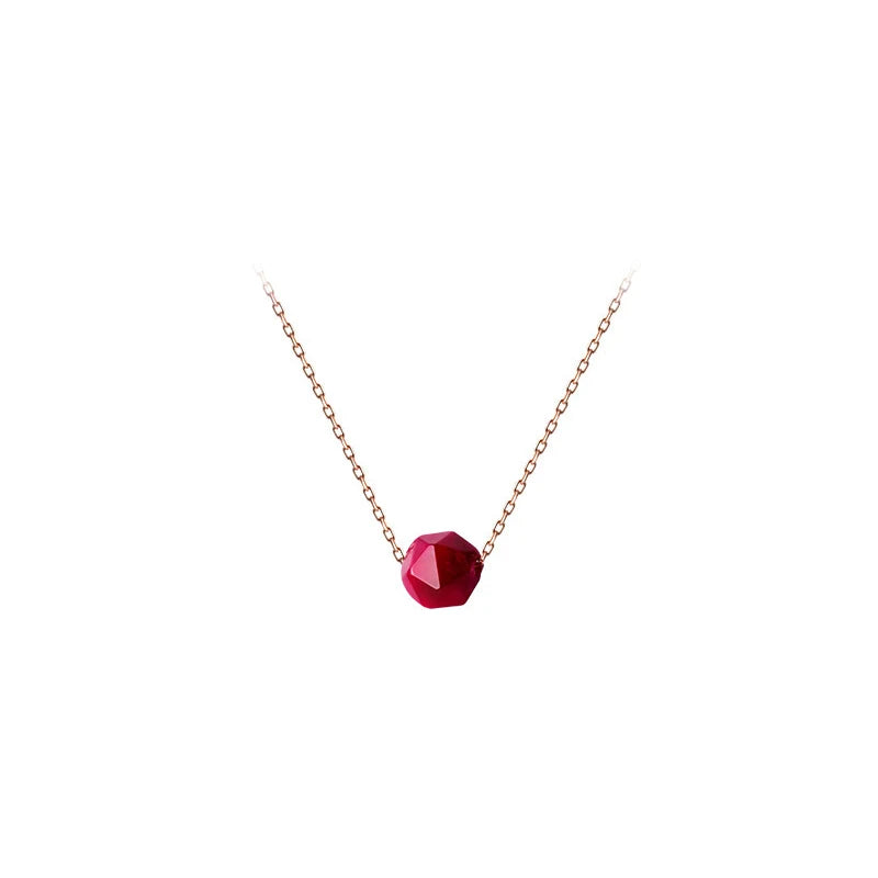 Modian Hot Sale Real 925 Sterling Silver Natural Red Crystal Necklace Pendants For Women Valentine's Day Sterling Silver Jewelry