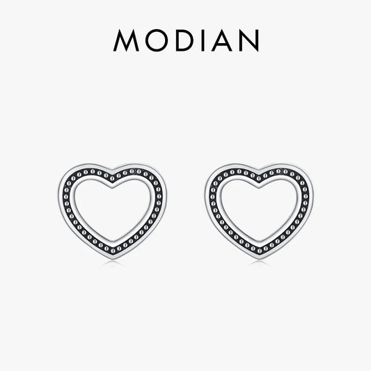 Pendientes MODIAN de plata de ley 925 auténtica con forma de corazón para mujer, diseño vintage, joyería fina, accesorios de regalo
