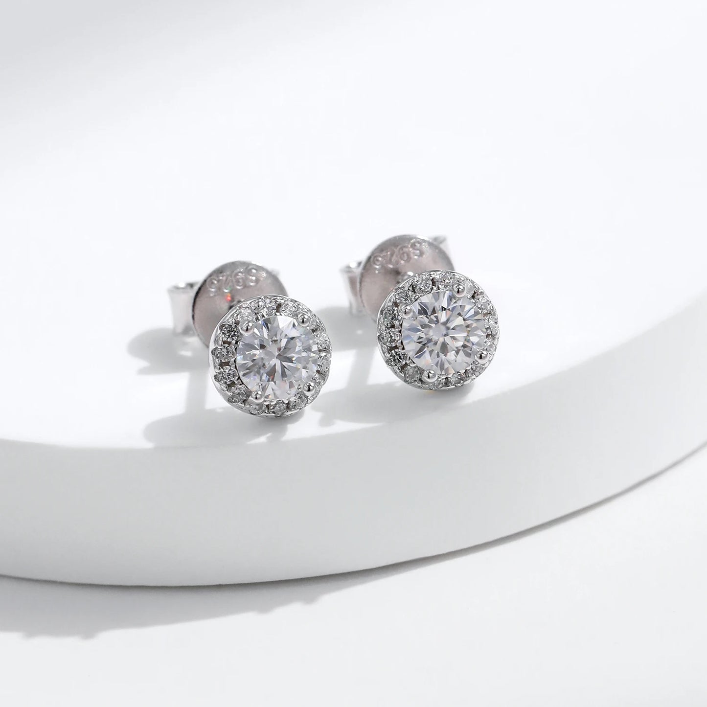 MODIAN Luxury Tiny Halo Moissanite Stud Earrings 925 Sterling Silver Earrings For Women Engagement Wedding Fine Jewelry Gift