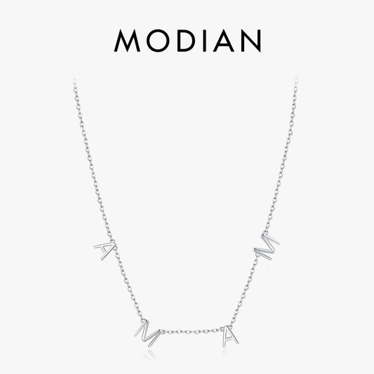 Collar con colgante clásico de MAMA de MODIAN en plata de ley 925, color oro rosa brillante, para mujer, joyería fina, regalo
