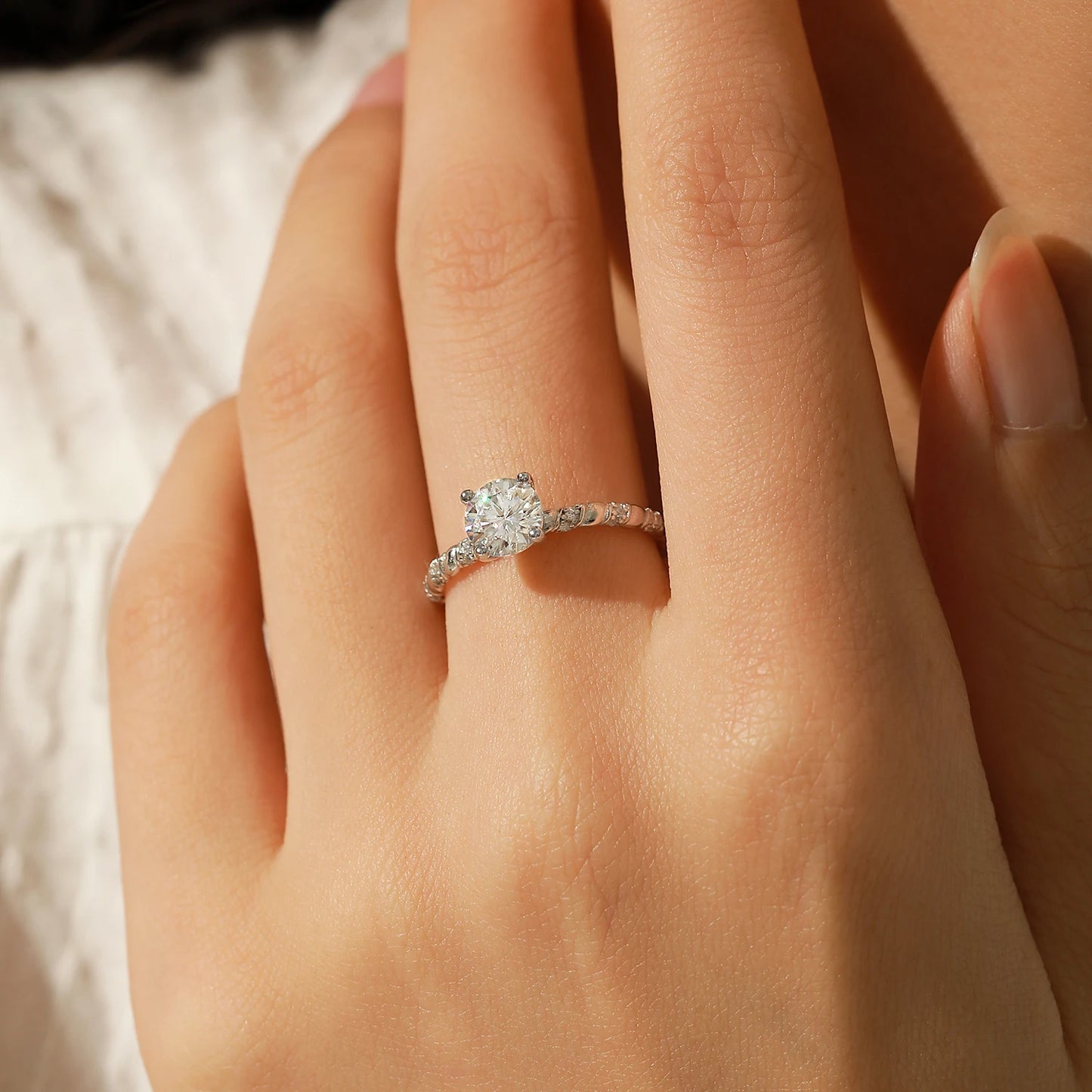 MODIAN 1CT Moissanite 925 Sterling Silver Sparkling Twist Lab Created Diamond Wedding Band Rings For Women Bridal Fine Jewelry