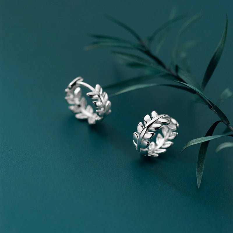 Modian Fashion Lucky Tree Leaf Round Hoop Earrings Classic Real 925 Sterling Silver Jewelry For Women & Female Anniversary Gift