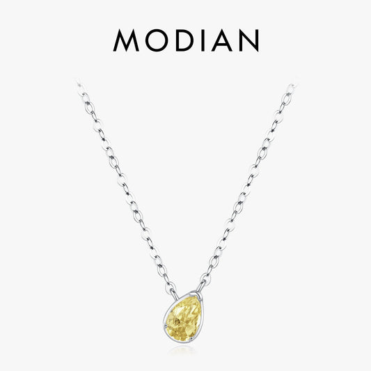 Collar MODIAN de plata de ley 925 con circonitas y gotas de agua, chapado en oro, personalizado, para mujer, joyería fina para bodas.