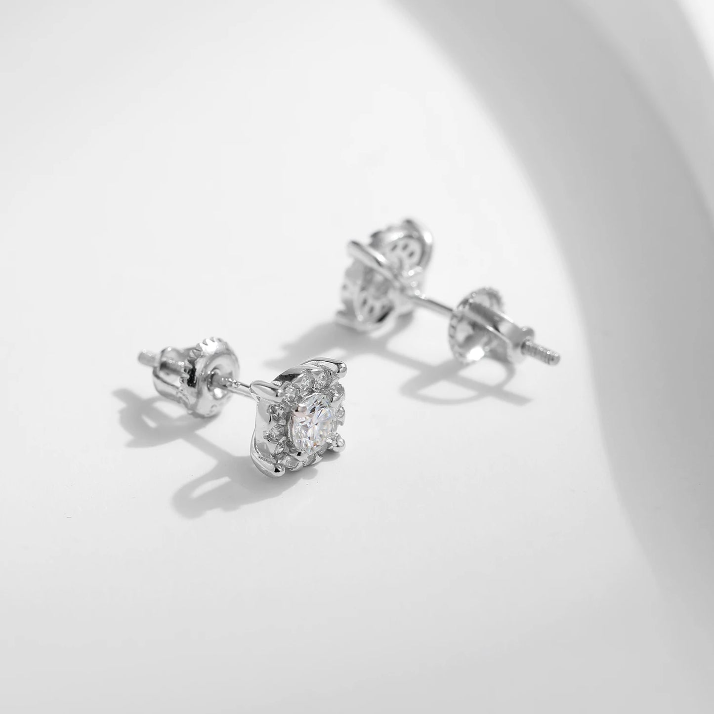 MODIAN D Color Moissanite Stud Earrings Round Cut Lab Created Diamond 925 Sterling Silver Silver Bridal Jewelry For Women Gifts