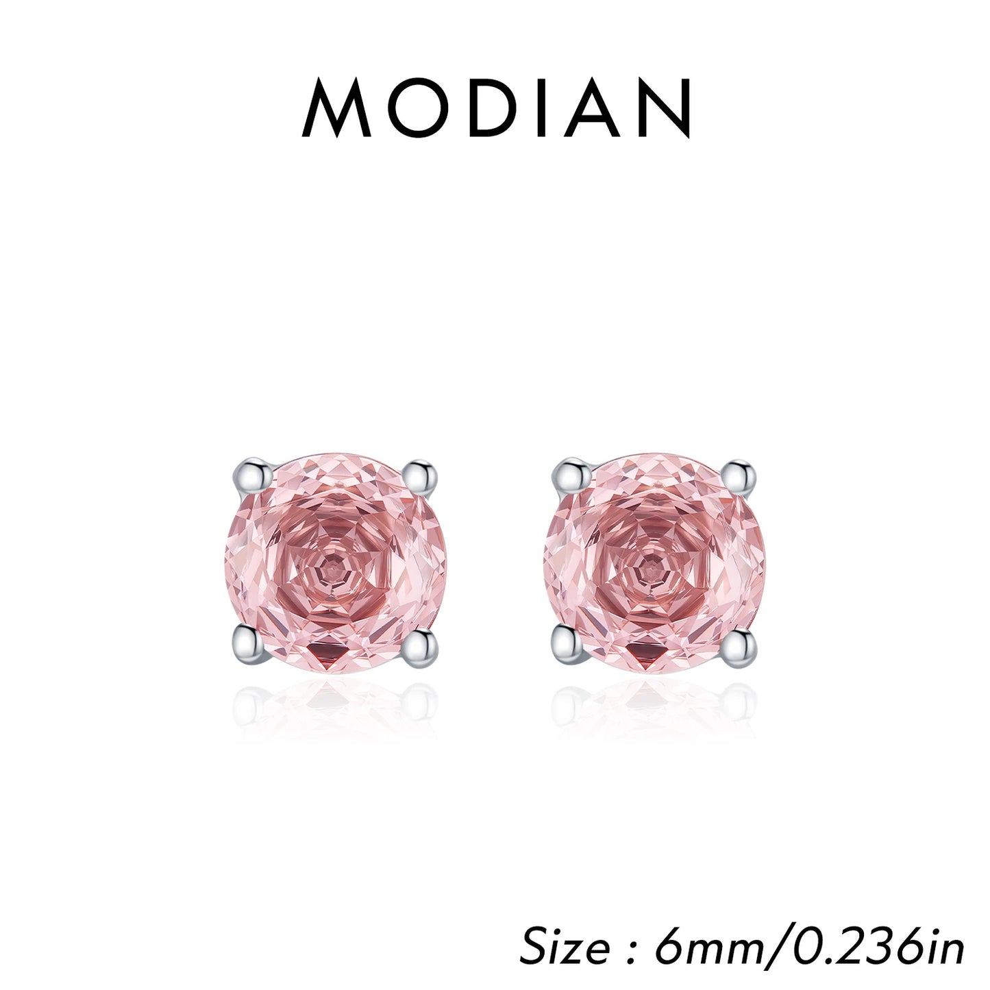 MODIAN Multicolor 925 Sterling Silver Rose Cut Round Zirconia Earrings Paraiba Color Fashion Stud Earrings For Women Jewelry