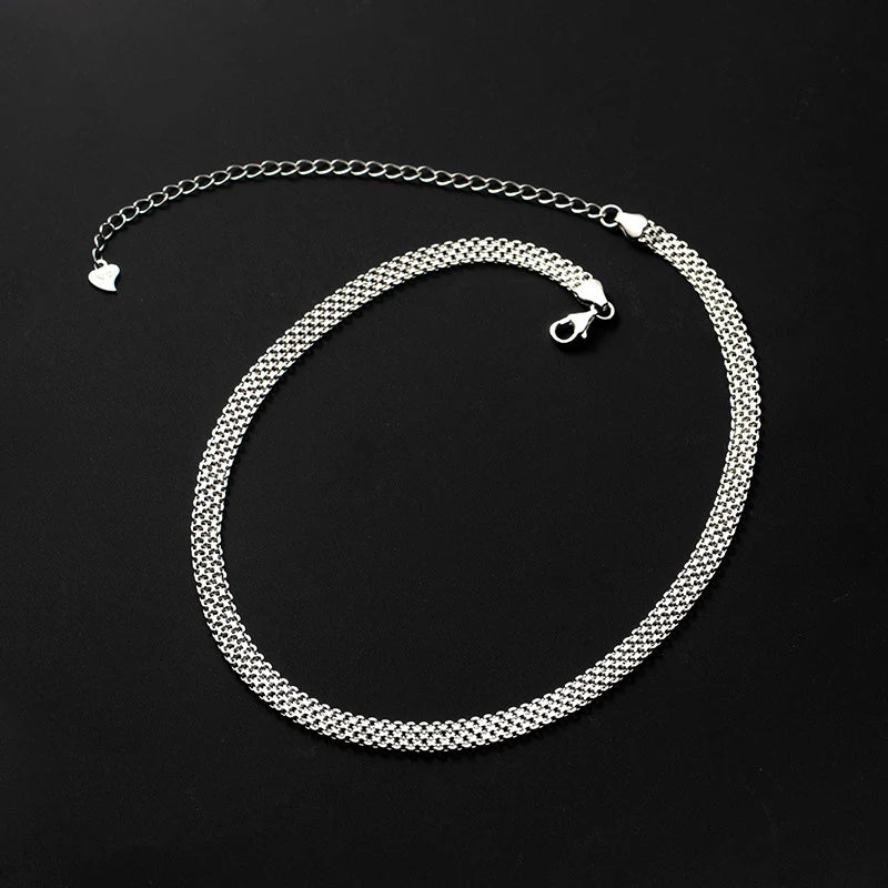 Modian Fashion 925 Sterling Silver Simple 0.45 CM Thickness Chain Choker Necklace for Women Men Adjsutable Necklace Fine Jewelry