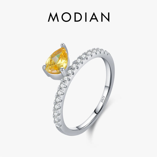 MODIAN 925 Sterling Silver Fashion Water Drop Zirconia Stackable Fashion Finger Rings For Women Fine Jewelry Accessories