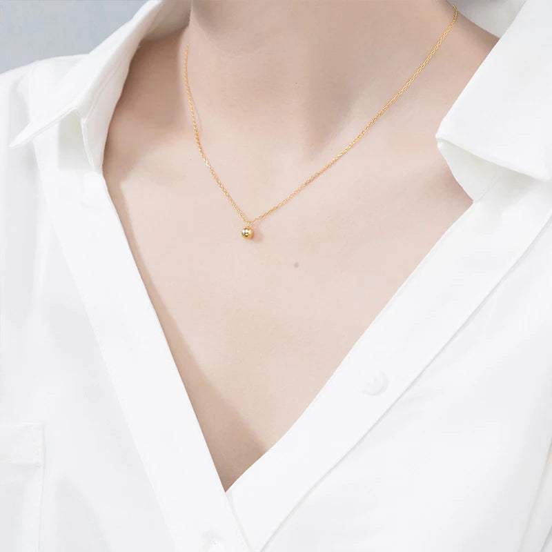 Collar Modian de cadena de plata de ley 925 para mujer, con cuentas pequeñas doradas, accesorios de joyería para mujer