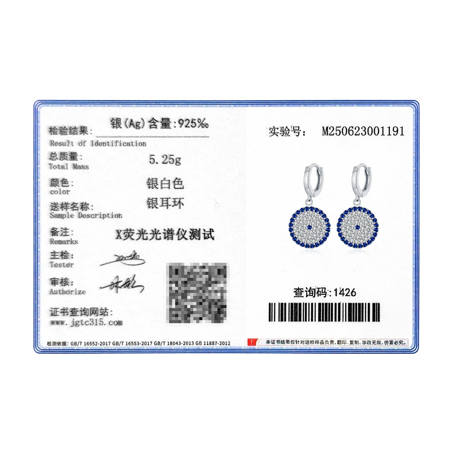 MODIAN 925 Sterling Silver Round Claasic Sparkling Blue Zirconia Hoop Earrings Luxury Daily Fine Jewelry For Women Gifts