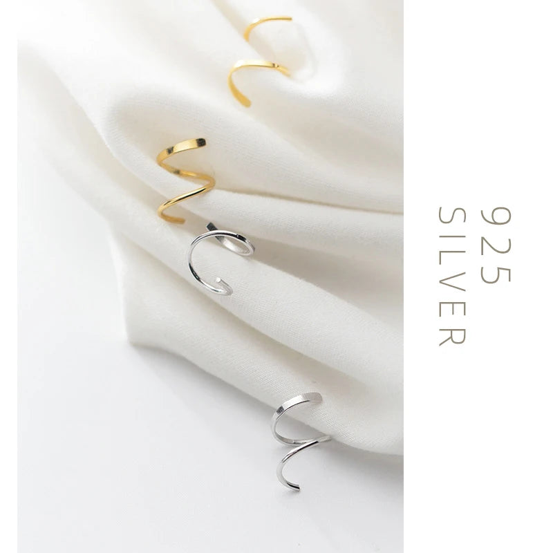 Modian Authentic 925 Sterling Silver Geometric Spiral Hoop Earring for Women Simple Gold Color Earring Fashion Fine Jewelry
